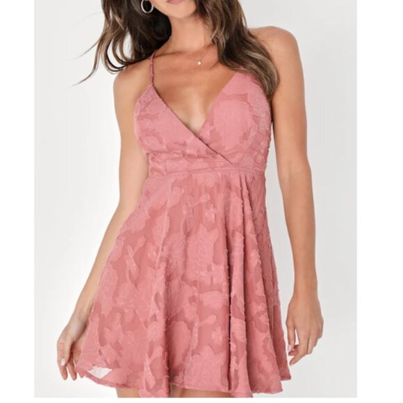 Speechless Rose Pink Burnout Floral Skater Dress NWT - Picture 1 of 11